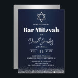 Jewish Bar Mitzvah Star of David Modern Navy Blue Invitation<br><div class="desc">Bar Mitzvah Star of David Modern Navy Blue & Silver Jewish Invitations.</div>