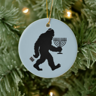 Jewish Bigfoot Hanukkah Chanukah Humour Hilarious Ceramic Ornament