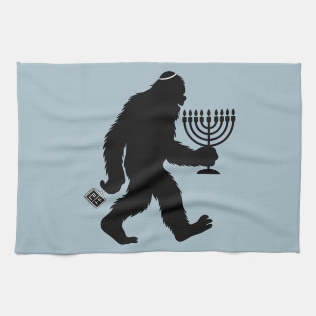 Jewish Bigfoot Hanukkah Chanukah Humour Hilarious  Kitchen Towel (Horizontal)