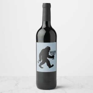 Jewish Bigfoot Hanukkah Chanukah Humour Hilarious  Wine Label