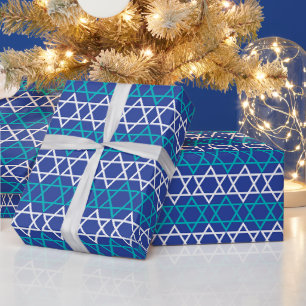 Jewish Blue Star Pattern Gift Wrapping Paper