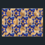 Jewish-Candlesticks-and-Stars-SET-3 Wrapping Paper Sheet<br><div class="desc">From my new Jewish Collection coming into stores now... Candlesticks-and-Stars-3-SET A large hammered look (digital texture)-Triple layered Star of David created in dark blue and silver with a matching pair of candlesticks and holders. The candles appear lit. You get 3 sheets of gift paper. One with the allover stars and...</div>