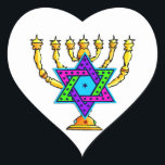 Jewish Candlesticks Heart Sticker<br><div class="desc">If you are looking for Jewish gifts,  gift ideas for Bas and Bar Mitzvah,  weddings or Jewish holidays like Hanukkah and Passover please visit our greeting cards,  baby gifts and birthday presents.</div>