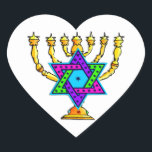 Jewish Candlesticks Heart Sticker<br><div class="desc">If you are looking for Jewish gifts,  gift ideas for Bas and Bar Mitzvah,  weddings or Jewish holidays like Hanukkah and Passover please visit our greeting cards,  baby gifts and birthday presents.</div>