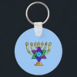 Jewish Candlesticks Keychain<br><div class="desc">Traditional Jewish candlesticks symbolizing the Hebrew Jewish Star and Light.  If you are looking for Jewish gifts,  gift ideas for Bas and Bar Mitzvah,  weddings or Jewish holidays like Hanukkah and Passover please visit our greeting cards,  baby gifts and birthday presents.</div>