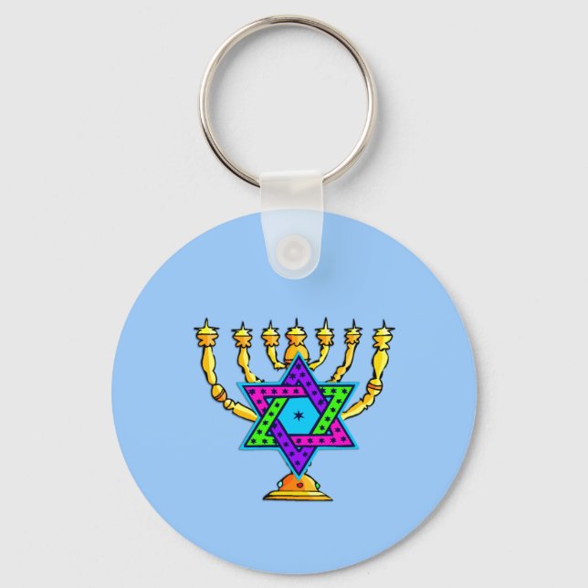 Jewish Candlesticks Keychain (Front)