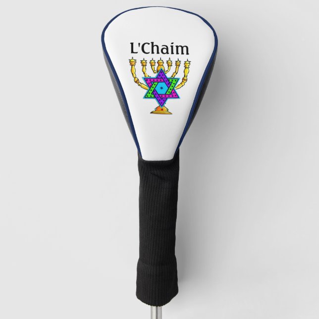 Jewish Candlesticks L'Chaim  Golf Head Cover (Front)