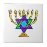 Jewish Candlesticks Tile<br><div class="desc">Traditional Jewish candlesticks symbolizing the Hebrew Jewish Star and Light.  If you are looking for Jewish gifts,  gift ideas for Bas and Bar Mitzvah,  weddings or Jewish holidays like Hanukkah and Passover please visit our greeting cards,  baby gifts and birthday presents.</div>
