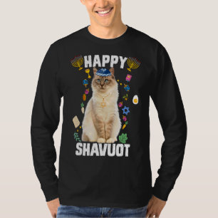Jewish Cat Kippah Happy Shavuot Matzah Shavuot Hol T-Shirt