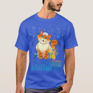 Jewish Cat Menorah Hat Chanukah Hanukkah Meownorah T-Shirt