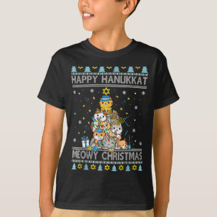 Jewish Cat Merry Christmas Happy Hanukkah Chrismuk T-Shirt