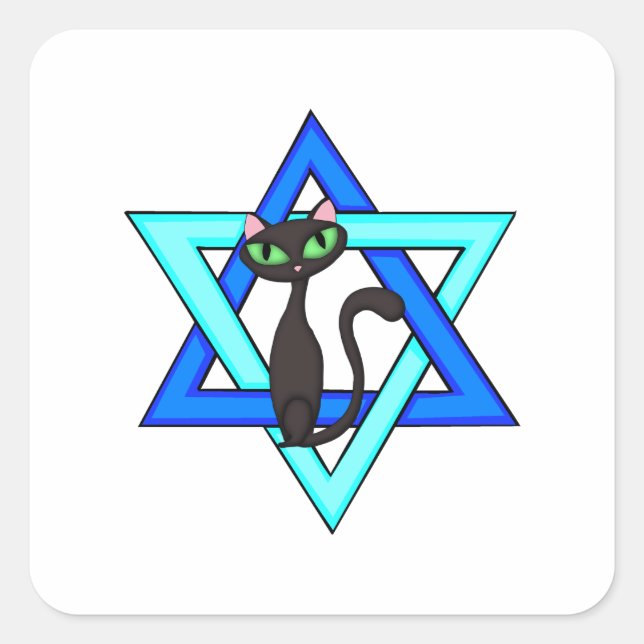 Jewish Cat Stars Square Sticker (Front)