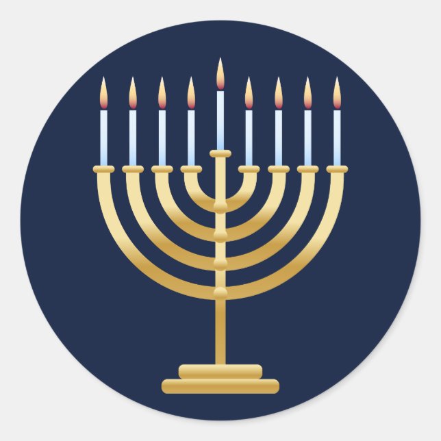 Jewish Chanukah menorah Classic Round Sticker (Front)