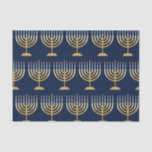 Jewish Chanukah menorah Tissue Paper<br><div class="desc">Jewish menorah with candles on blue background wrapping paper.</div>