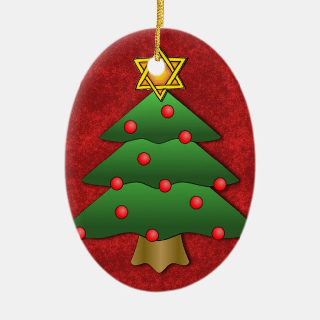 Jewish-Christmas Ceramic Ornament (Front)