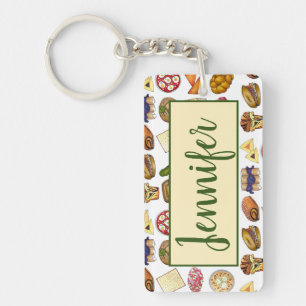 Jewish Cooking Cuisine Holiday Dinner Foods Print Keychain