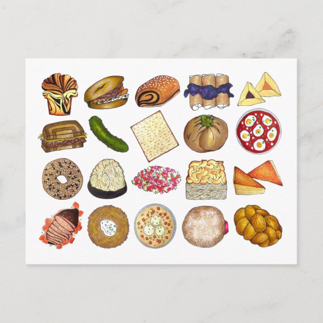 Jewish Cooking Cuisine Holiday Dinner Foods Print Postcard (Front)