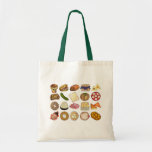 Jewish Cooking Cuisine Holiday Dinner Foods Print Tote Bag<br><div class="desc">Design features an original illustration of an assortment of popular foods in Jewish cuisine, including: babka, bagel with cream cheese and lox, rugelach, blueberry blintzes, hamantash, reuben sandwich, kosher dill pickle, matzah, spinach knish, shakshuka, everything bagel, coconut macaroon, Israeli salad, kugel, bourekas, beef brisket, latkes with sour cream, matzo ball...</div>