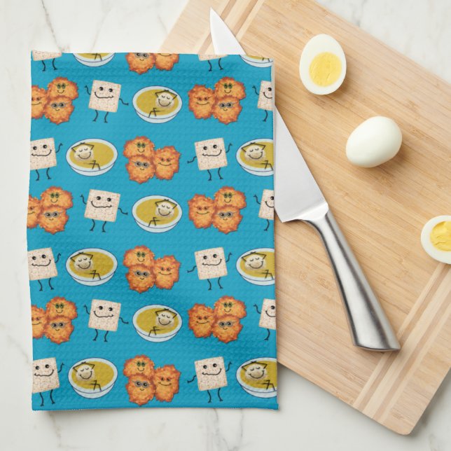 Jewish Cuisine Cartoon Kitchen Towel (Quarter Fold)