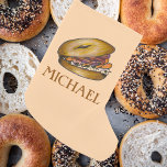 Jewish Deli Bagel Lox Capers Cream Cheese Foodie Small Christmas Stocking<br><div class="desc">Holiday stocking features an original marker illustration of a delicious bagel topped with lox,  capers,  onions,  and cream cheese. Simply personalize with your name for a one-of-a-kind Christmas or Hanukkah decoration!

Don't see what you're looking for? Need help with customization? Contact Rebecca to have something designed just for you.</div>