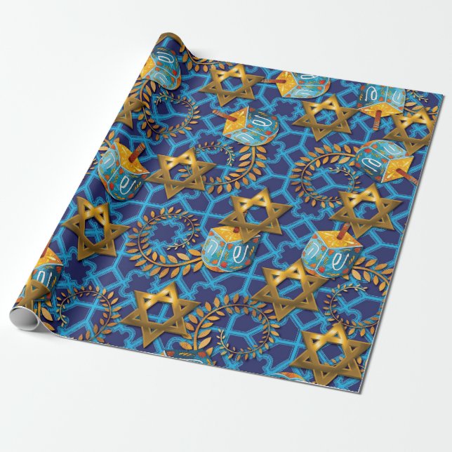 Jewish Dreidel  Wrapping Paper (Unrolled)