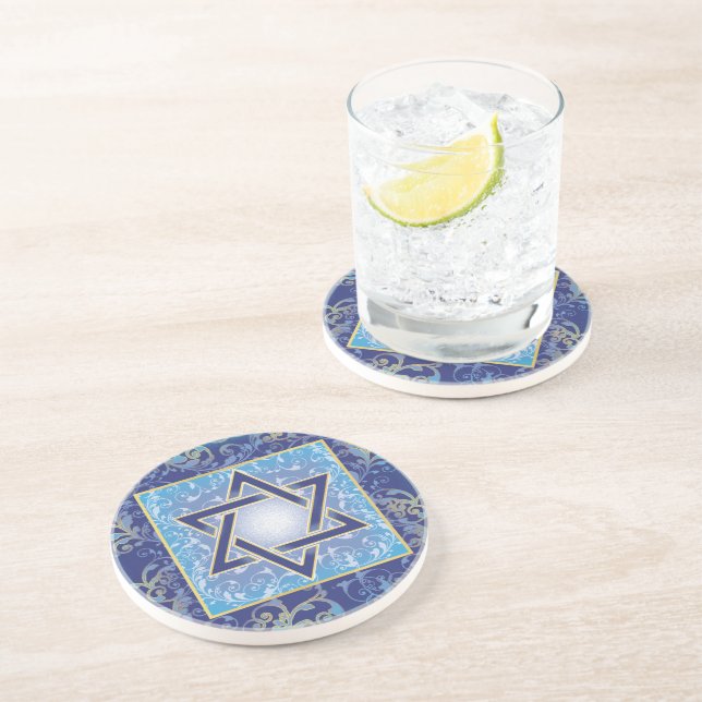 Jewish Drink Cocktail Star of David Coaster (Side)