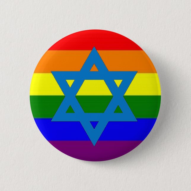 Jewish Gay Pride Flag 2 Inch Round Button (Front)