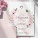 Jewish Girl Baby Naming Pink Roses Star Of David  Invitation<br><div class="desc">Pink roses with a gold frame Jewish baby naming ceremony  invitation.
The design is pink with  text that is easily changed to your information. 
Choose from a range of paper types.
From a range of stationary from Chessie's Fine Designs.</div>