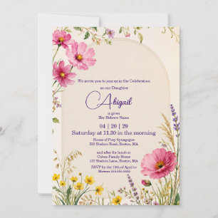 Jewish Girl Baby Naming Simchat bat Brit Milah Invitation