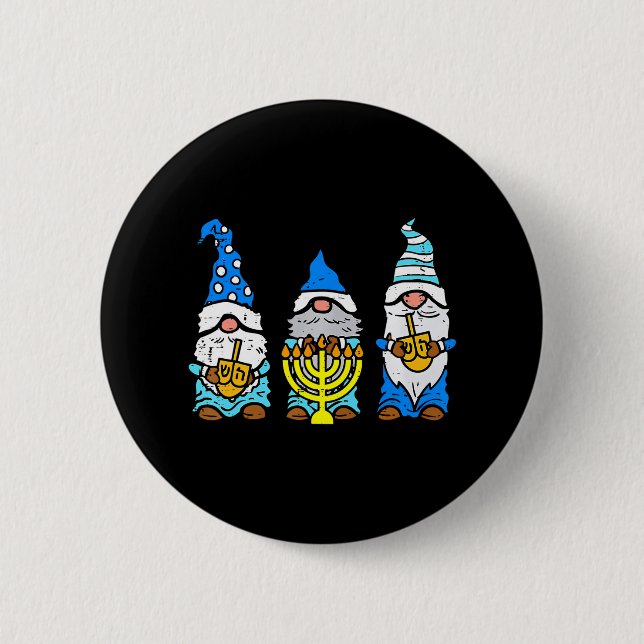 Jewish Gnomes Menorah Hanukkah Pyjamas Chanukah 2 Inch Round Button (Front)