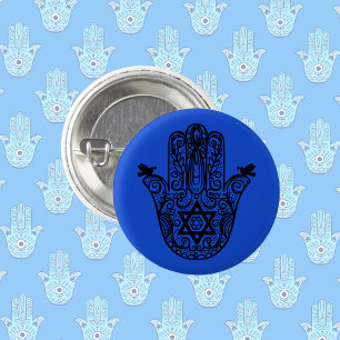 Jewish Hamsa with Star of David  1 Inch Round Button