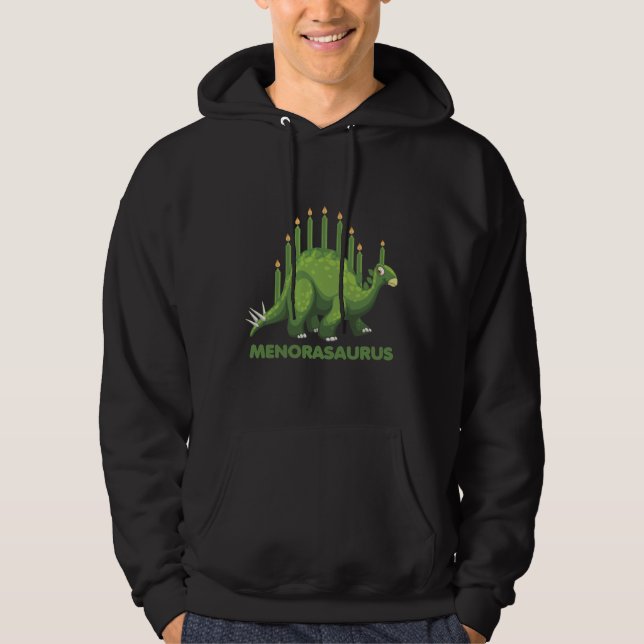 Jewish Hanukkah Dinosaur Menorah Jew Dino Fans Hoodie (Front)