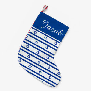 Jewish Hanukkah Holiday blue white Israelian flag Small Christmas Stocking