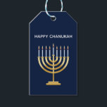 Jewish Hanukkah menorah gift Gift Tags<br><div class="desc">Jewish menorah candle holder with candles on blue background gift tag to personalize your present. You can customize by editing the text or just deleting the text if you prefer.</div>