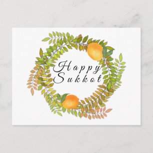 Jewish Happy Sukkot  lemons and leaves Postcard