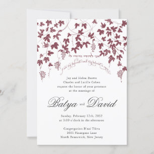 Jewish Hebrew Wedding Invitation vineyard