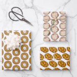 Jewish Holidays Hanukkah Latke Challah Sufganiyah Wrapping Paper Sheet<br><div class="desc">Wrapping paper sheets feature an original marker illustration of three classic Hanukkah foods: potato latkes, challah bread, and jelly doughnuts. Lots of additional wrapping paper designs are also available from this shop. Don't see what you're looking for? Need help with customization? Contact Rebecca to have something designed just for you....</div>