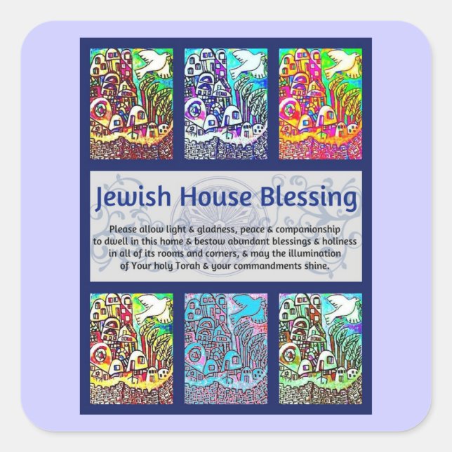 Jewish House Blessing City Of Jerusalem Square Sticker (Front)