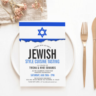 Jewish/Israeli Cuisine Party Flag White Invite