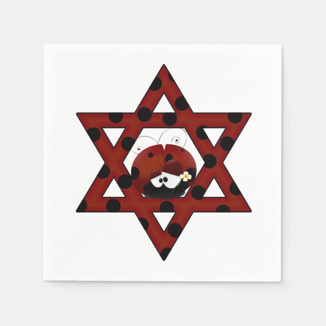 Jewish Ladybug Star of David Napkin (Front)