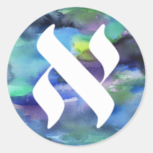 Jewish Language Project Logo Alef WatercoloSticker Classic Round Sticker