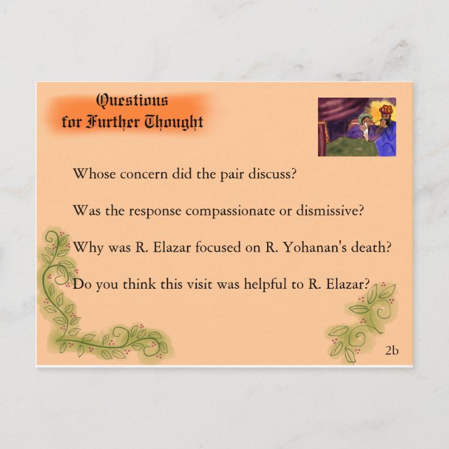 Jewish Life Learning : Bikur Holim/Questions Postcard (Front)