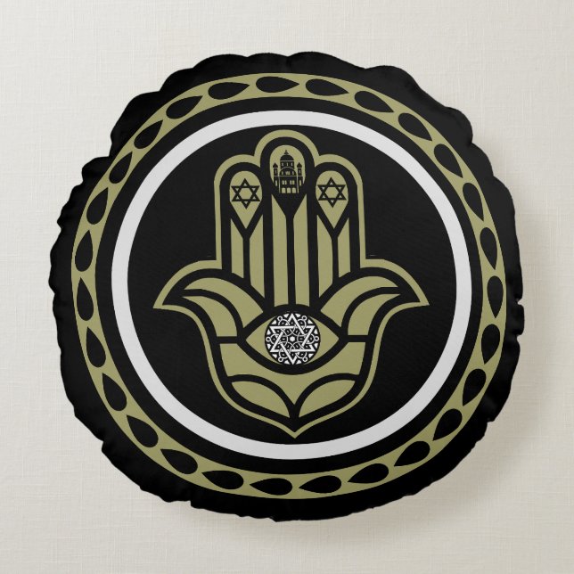 Jewish luck And Prosperity Gift Round Pillow (Front)