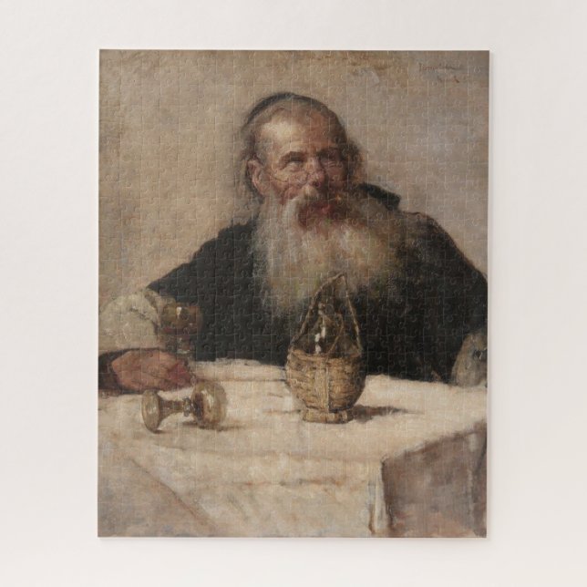Jewish Man Drinking Wine (by Olga Boznanska) Jigsaw Puzzle (Vertical)
