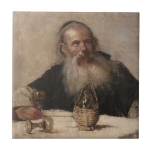 Jewish Man Drinking Wine (by Olga Boznanska) Tile