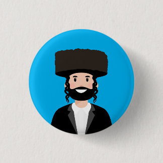 Jewish Man in Shtreimel hat 1 Inch Round Button