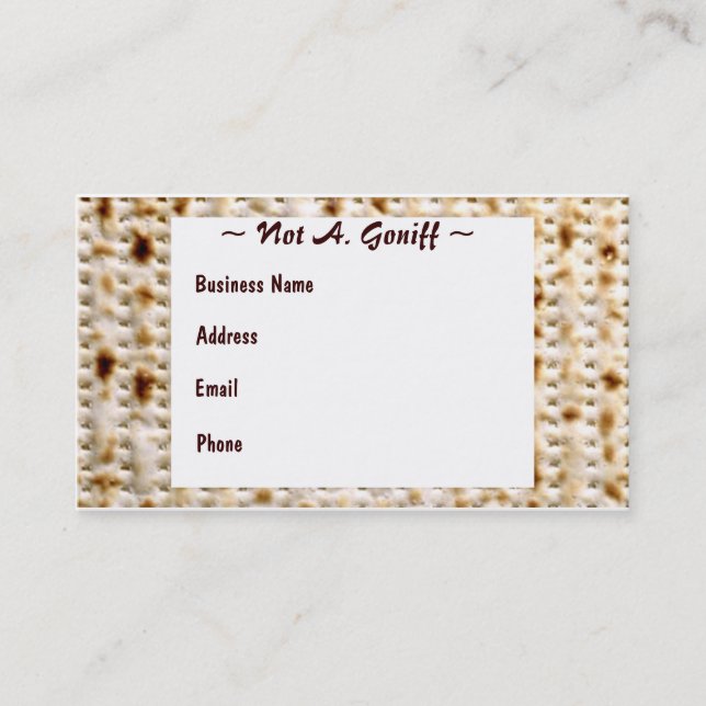 Jewish Matzoh Business Card ~ Customize! (Front)