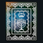 Jewish Menorah Crown Faux Lace Papercut Art Print<br><div class="desc">Display this stunning art print in the frame of your choosing.  This white faux lace papercut design can be placed on any background texture or colour of your choosing.</div>