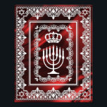 Jewish Menorah Crown Faux Lace Papercut Art Print<br><div class="desc">Display this stunning art print in the frame of your choosing. This white faux lace papercut design can be placed on any background texture or colour of your choosing.</div>
