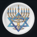 Jewish Menorah Paper Plate<br><div class="desc">Hanukkah Party Paper Dinner Plates.  This Is of the Jewish Menorah For Easy Clean Ups.</div>